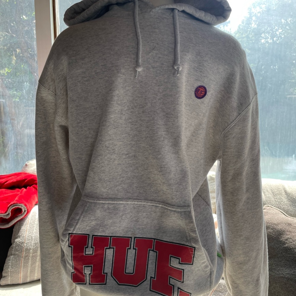 HUF Gray Sweater with Red Accents